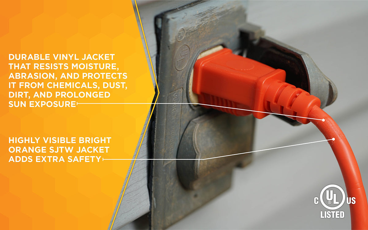 Orange 16/3 Gauge 100 Foot Extension Cord N378657