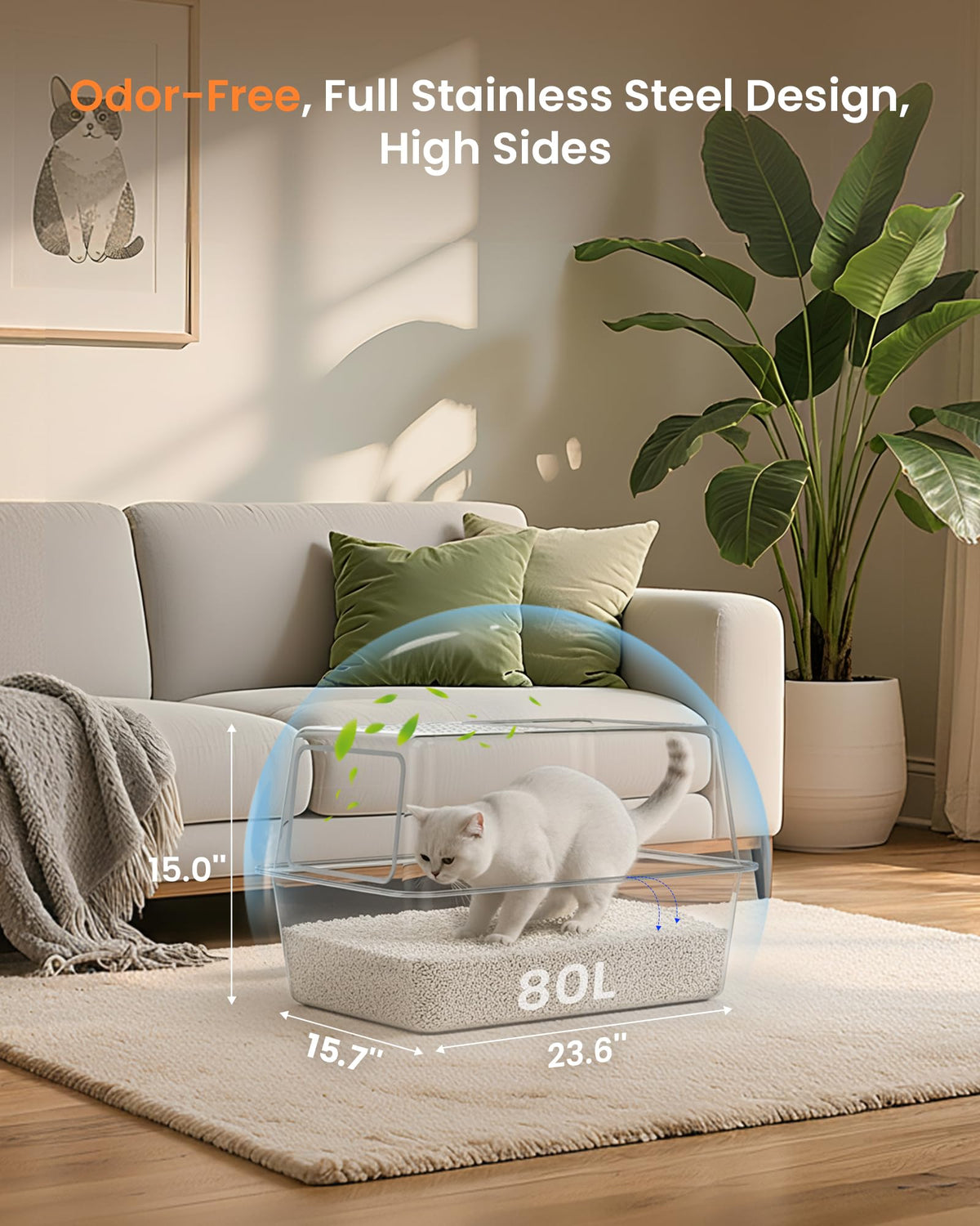 Stainless Steel Enclosed Cat Litter Box with Lid A696521