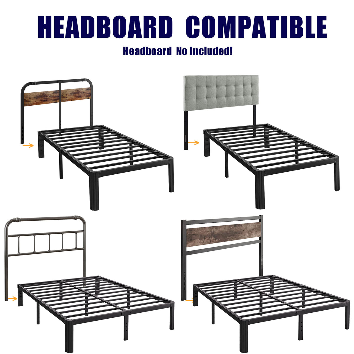 California King Heavy Duty Metal Platform Bed Frame with Round Corners U397