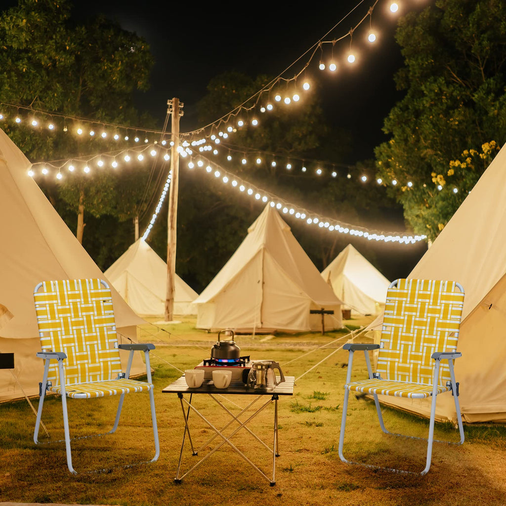 Folding Camping Chair Set of 2 Yellow X34546