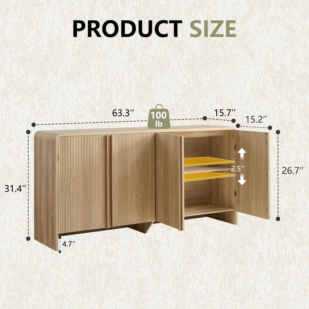 63" Modern Fluted TV Stand with Storage W632