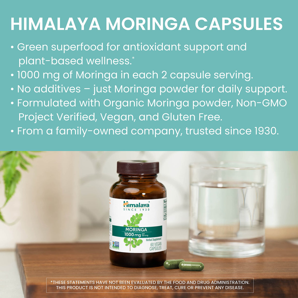 Organic Moringa 1000 mg 60 Capsules K2552