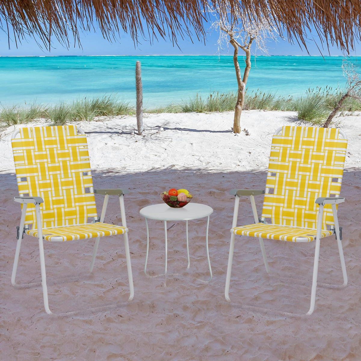 Folding Camping Chair Set of 2 Yellow X34546