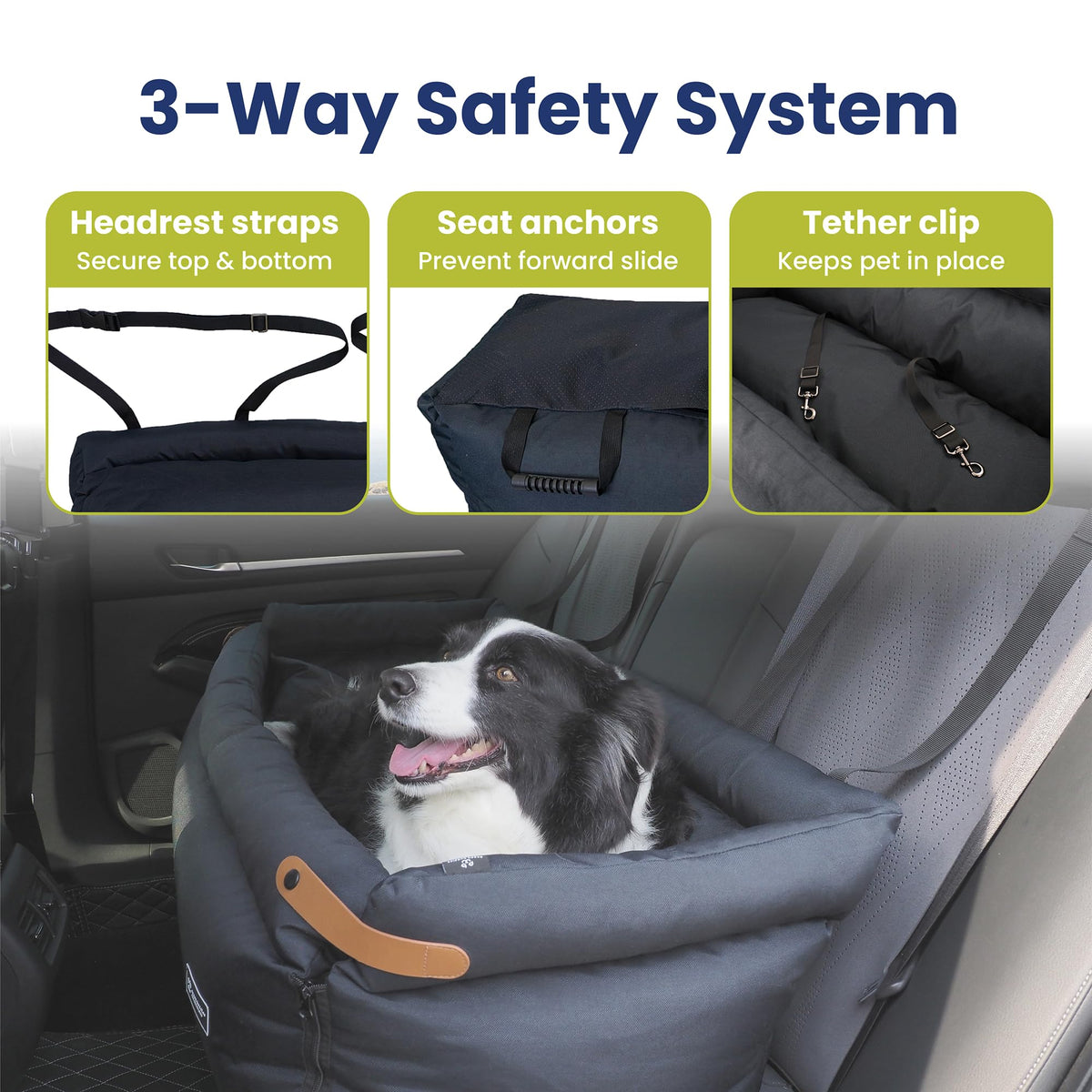 2-in-1 Pet Car Seat & Convertible Travel Dog Bed, XL, Black Z922121