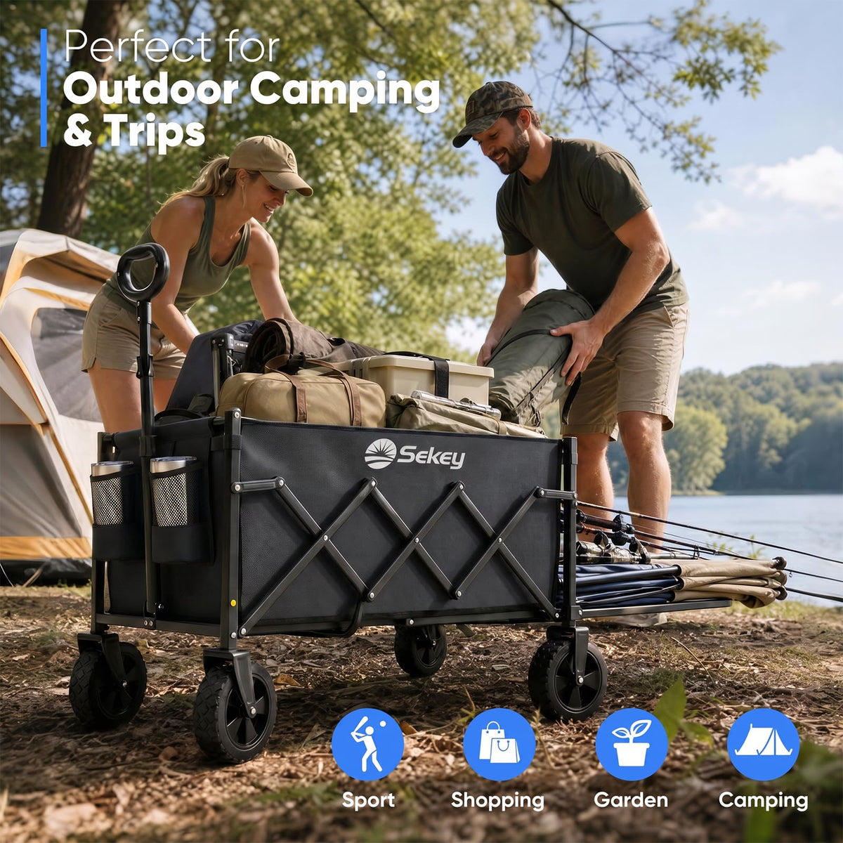 Collapsible Wagon with Tailgate, 300 lb Capacity G711318