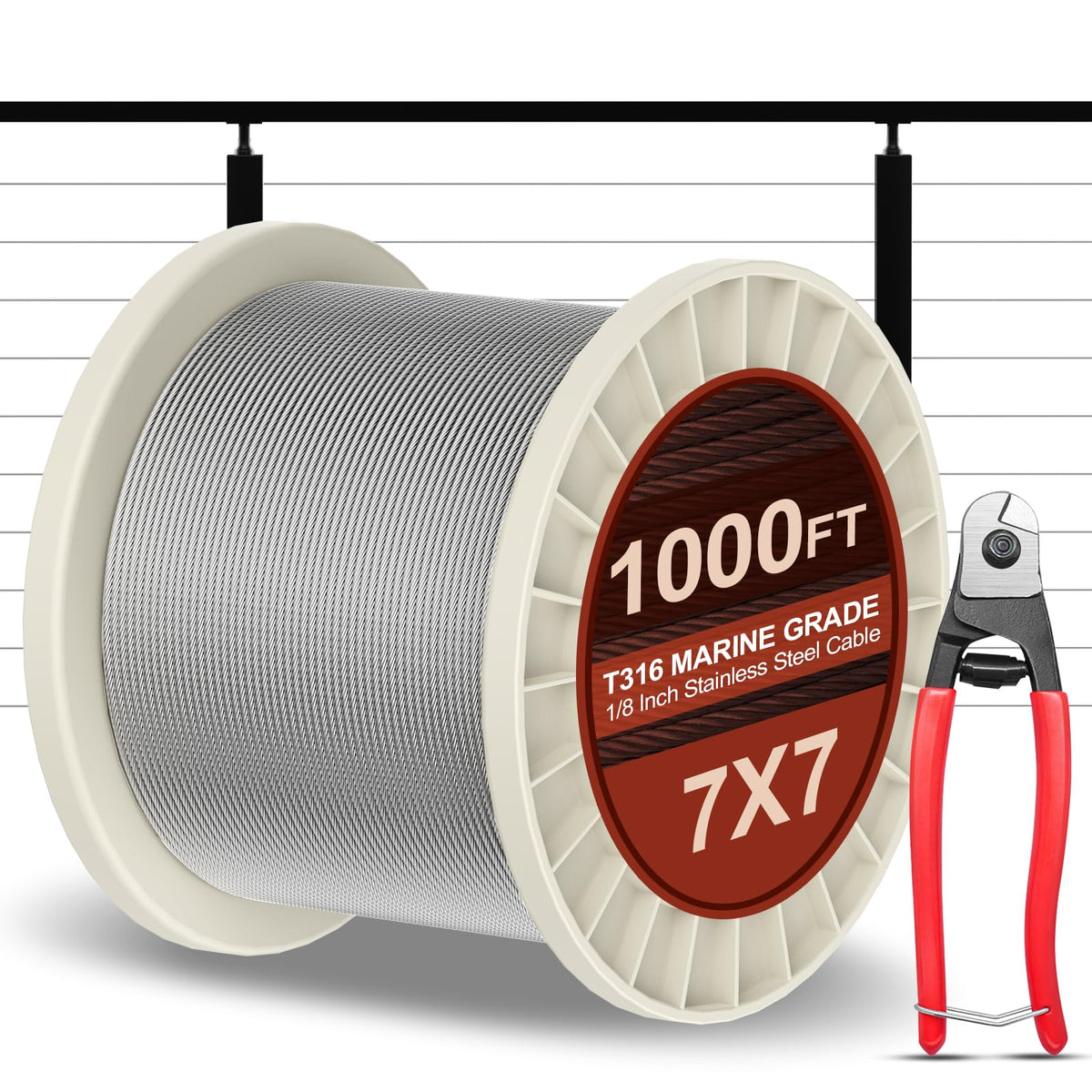 1000FT 1/8" Stainless Steel Cable Y959