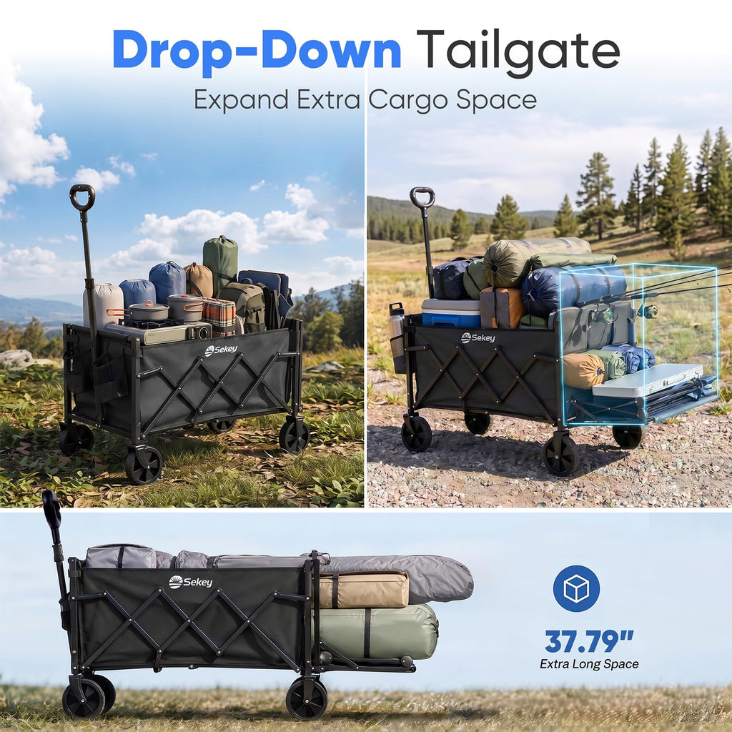 Collapsible Wagon with Tailgate, 300 lb Capacity G711318