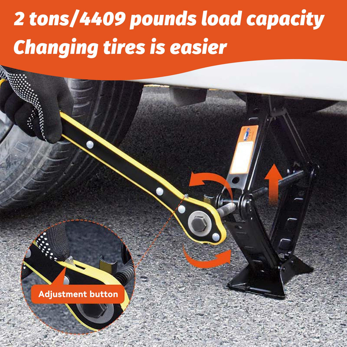 Portable 2 Ton Scissor Jack and Stand Kit with Lug Wrench S604519