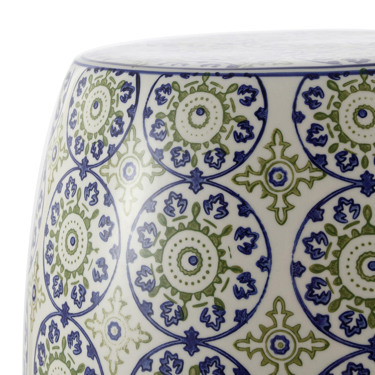 Blue Green Ceramic Drum Garden Stool T5010