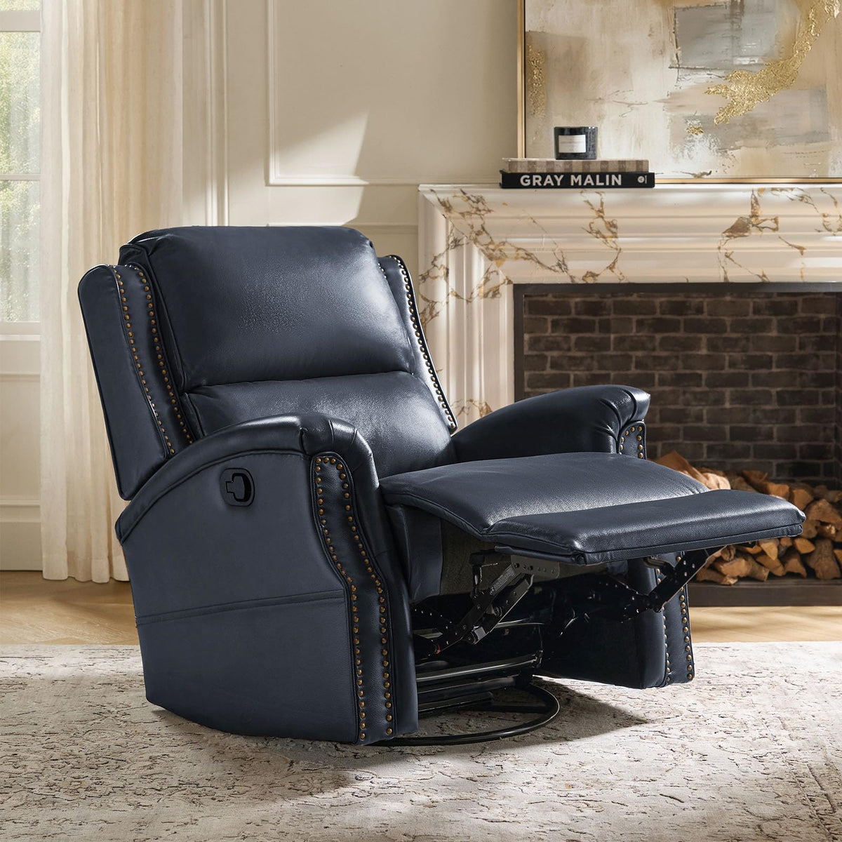 Navy Swivel Rocking Recliner H640854