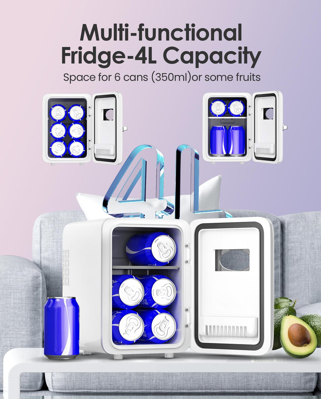 4L Pearly White Mini Skincare Fridge J3638