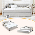 Twin Size Upholstered Daybed with Pop Up Trundle and USB Charging Ports P8927