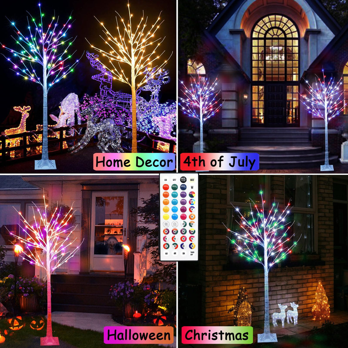 7Ft Birch Tree with LED Lights K5686