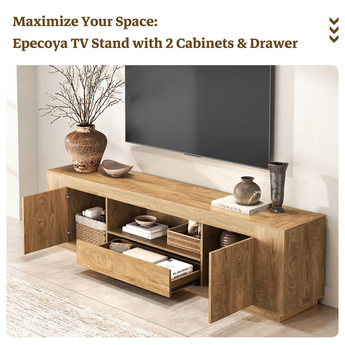 Natural Oak Brown TV Stands M825