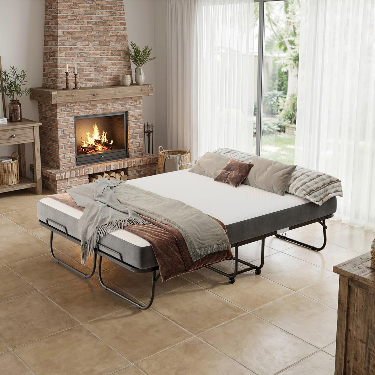 Full Size Folding Bed with Memory Foam Mattress I509314