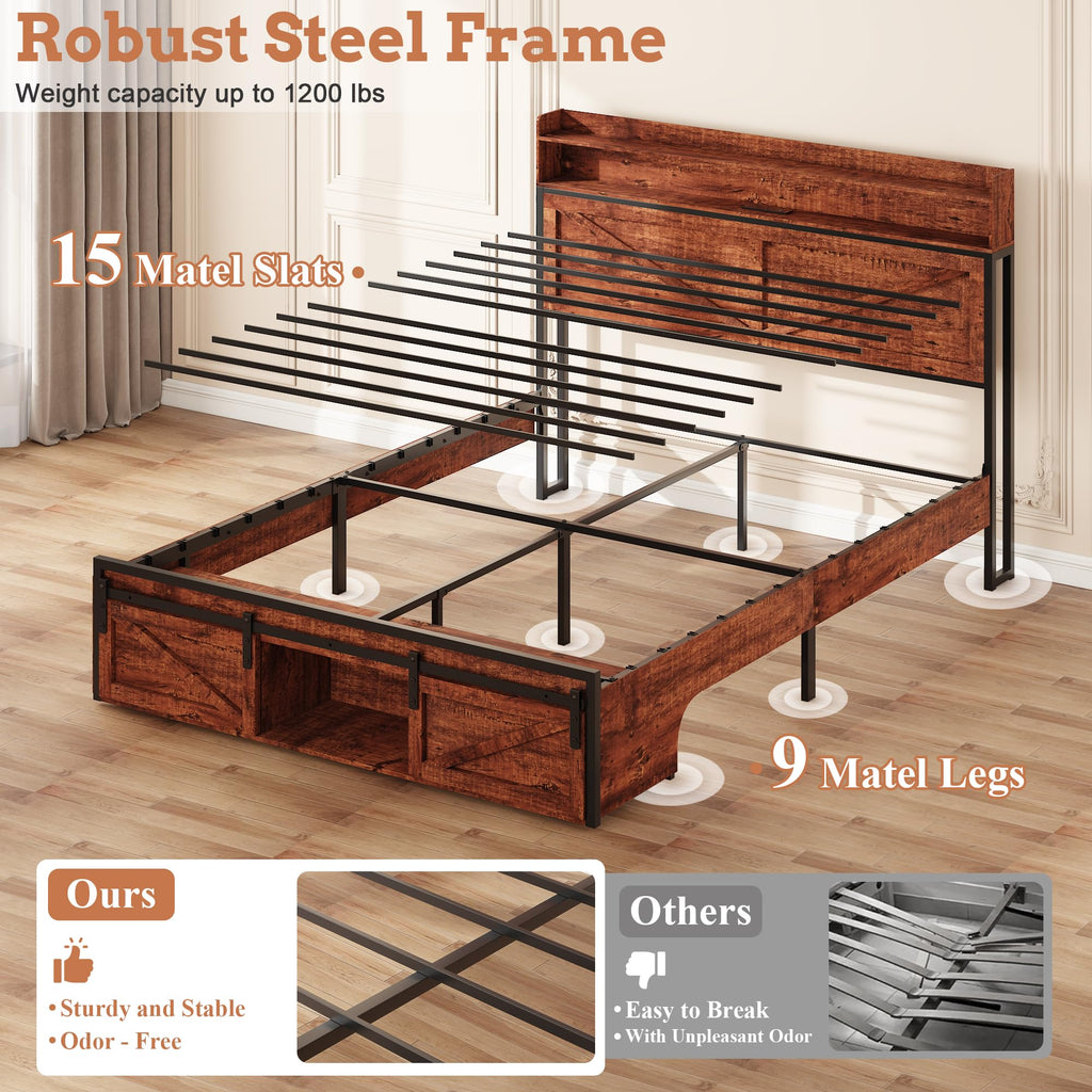 Queen Bed Frame with Storage Headboard B999