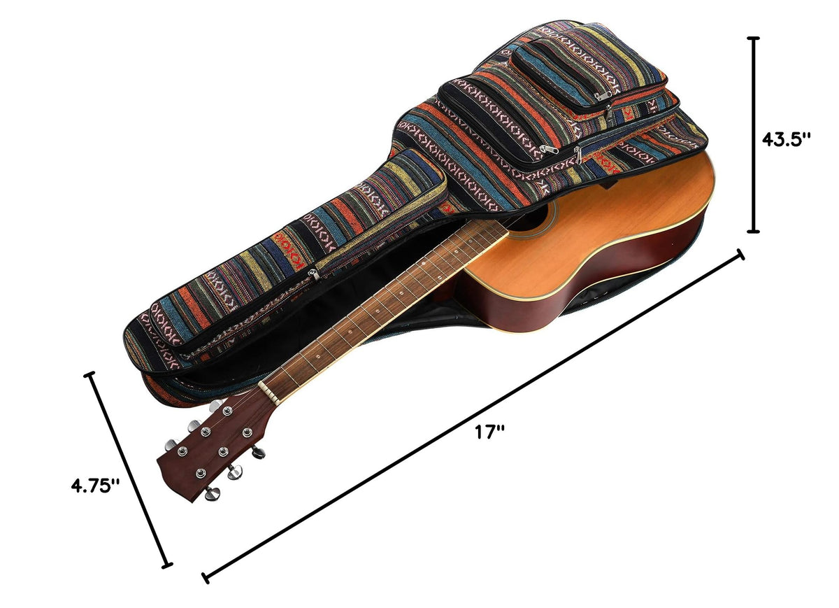 43 Inch Acoustic Guitar Gig Bag with Backpack Strap and 5 Pockets W596583