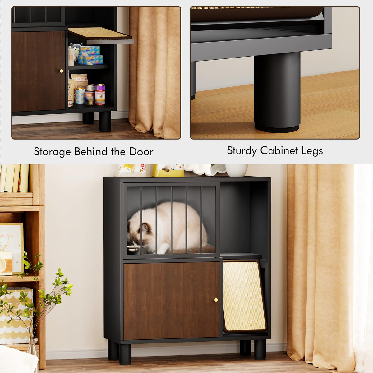 Black Metal Cat Feeding Cabinet C920