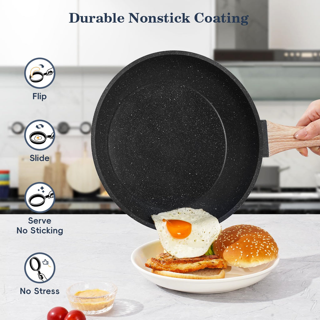 Non Stick 12Pcs Black Granite Induction Cookware U772743