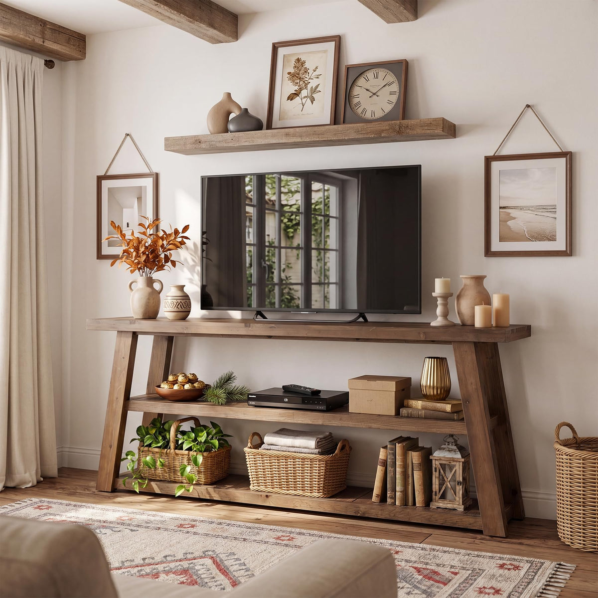 63" Solid Wood TV Stand R57687