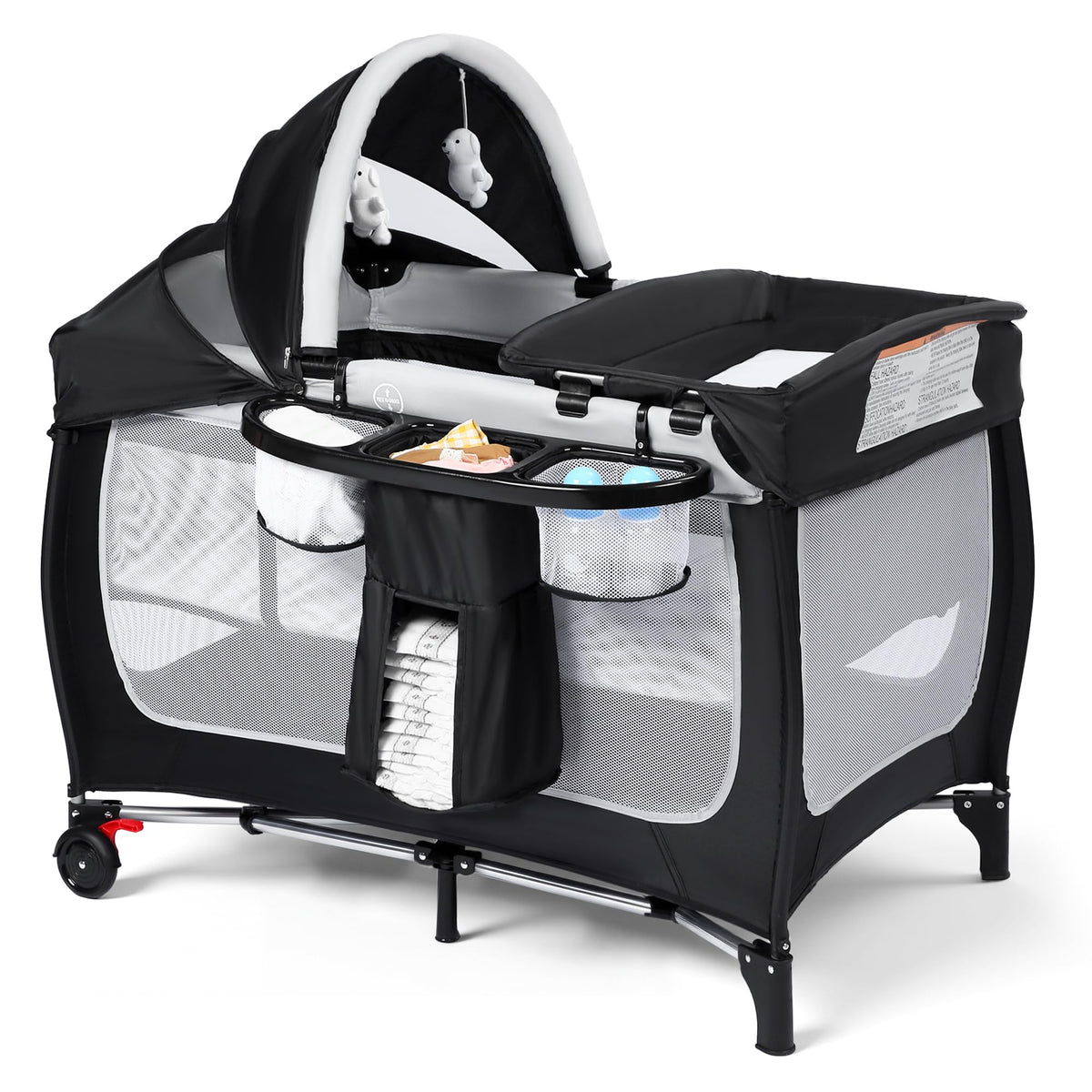 4 in 1 Portable Pack and Play Bassinet, Black E35913