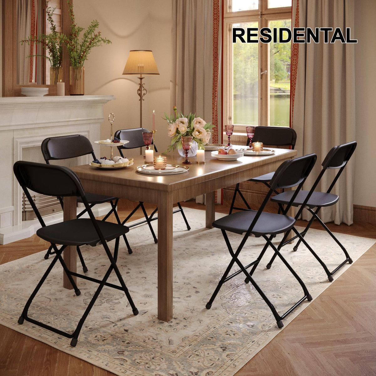 Black Plastic Folding Chairs, 10 Pack O5839