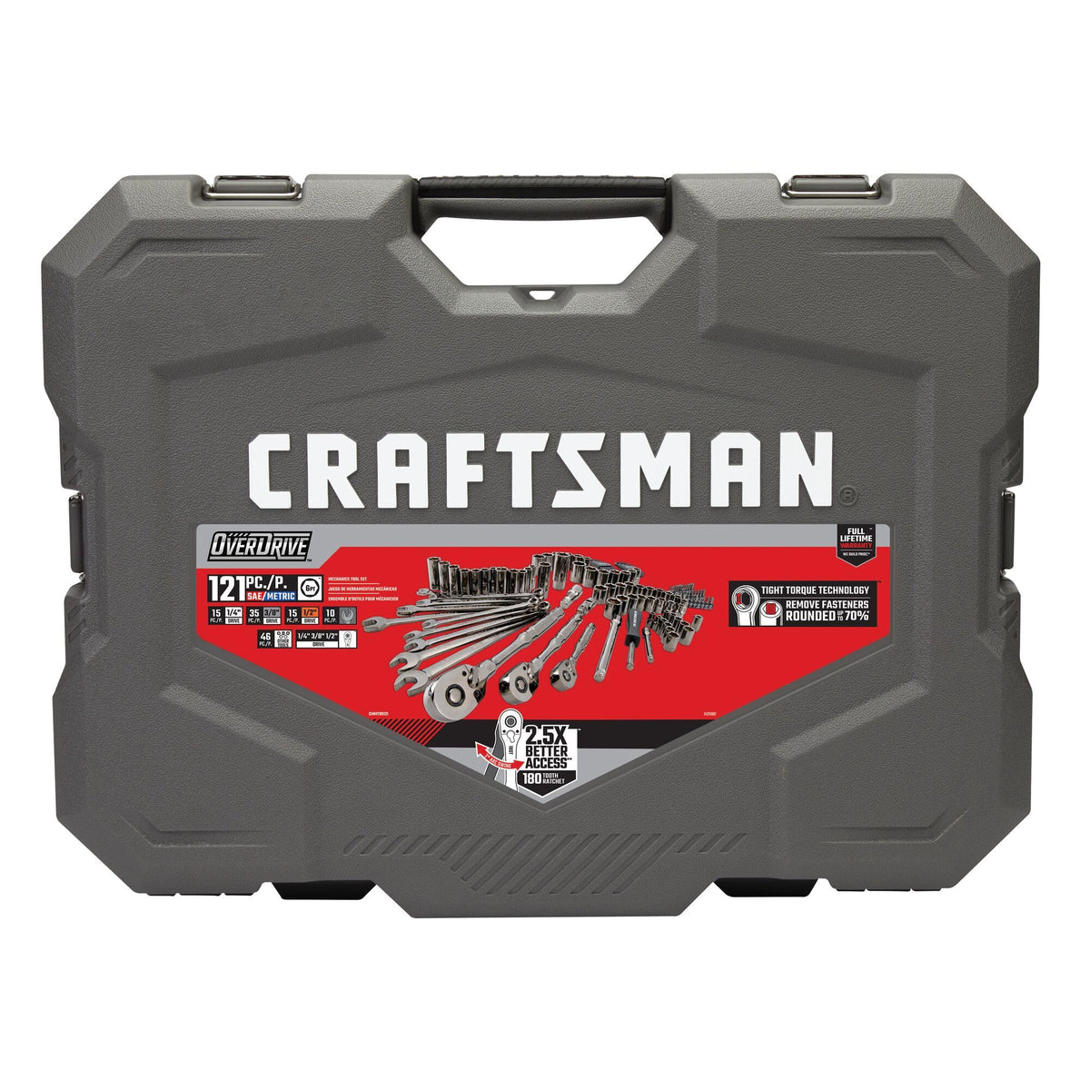 121-Piece Gunmetal Chrome Mechanics Tool Set with Hard Case R742