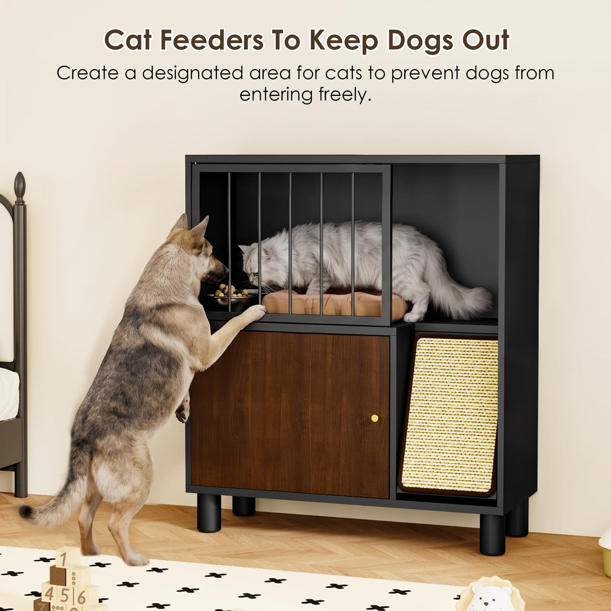 Black Metal Cat Feeding Cabinet C920
