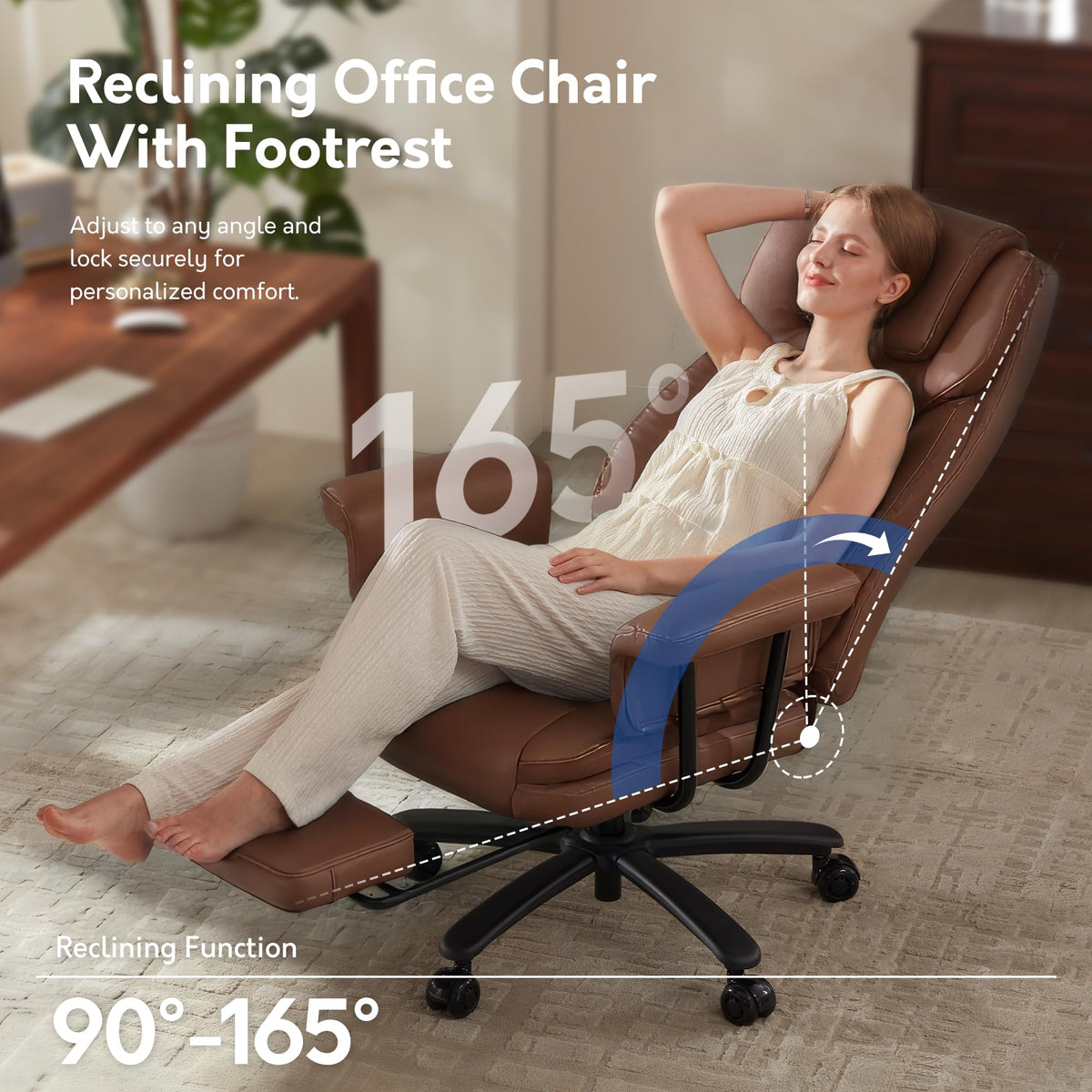 Big and Tall 500LBS Reclining Office Chair with Footrest Y55738