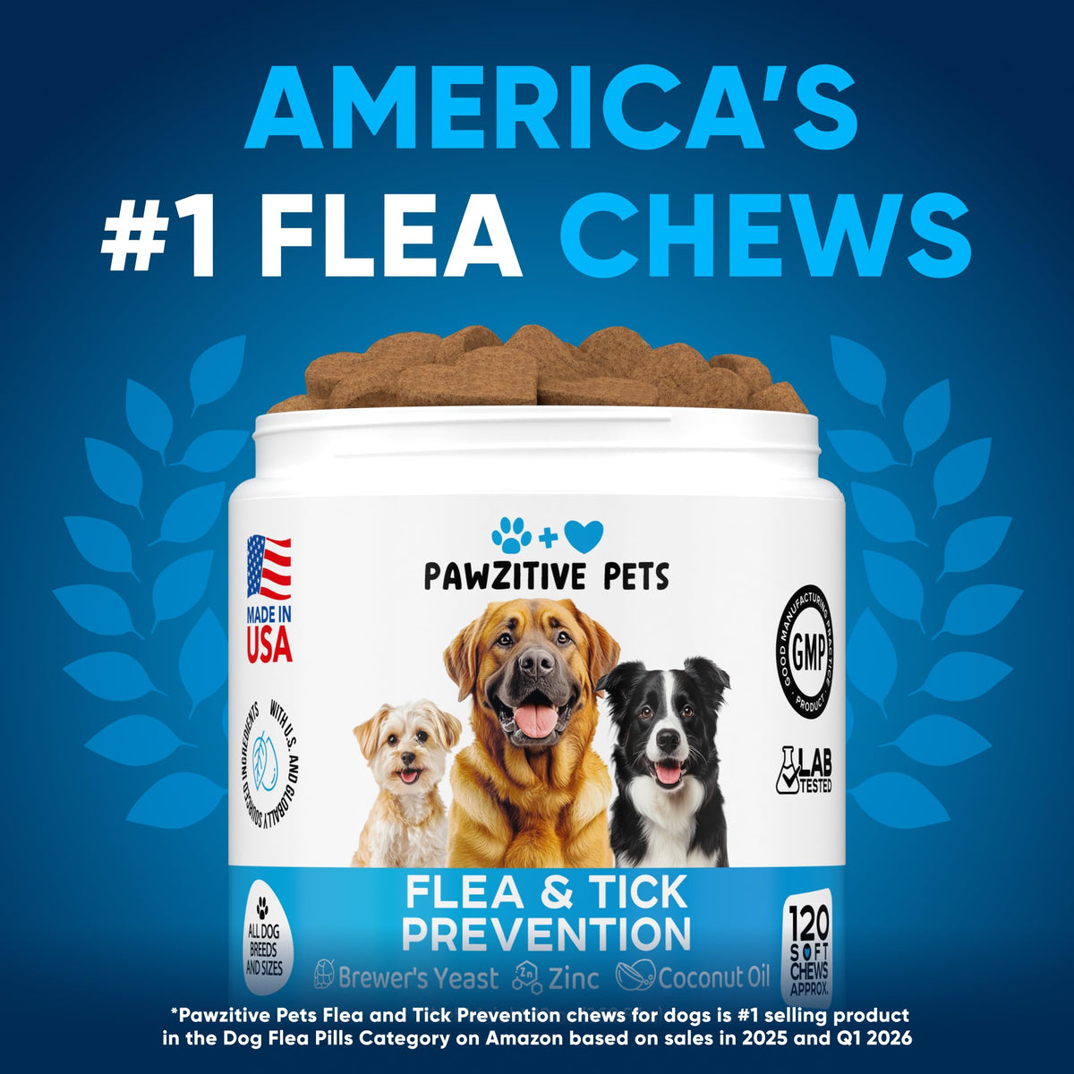 Chewable Flea and Tick Prevention for Dogs 120 Soft Chews Z5544