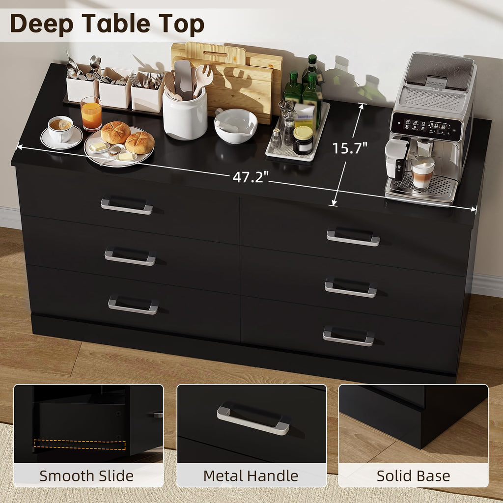 6 Drawer Dark Black Dresser E73483