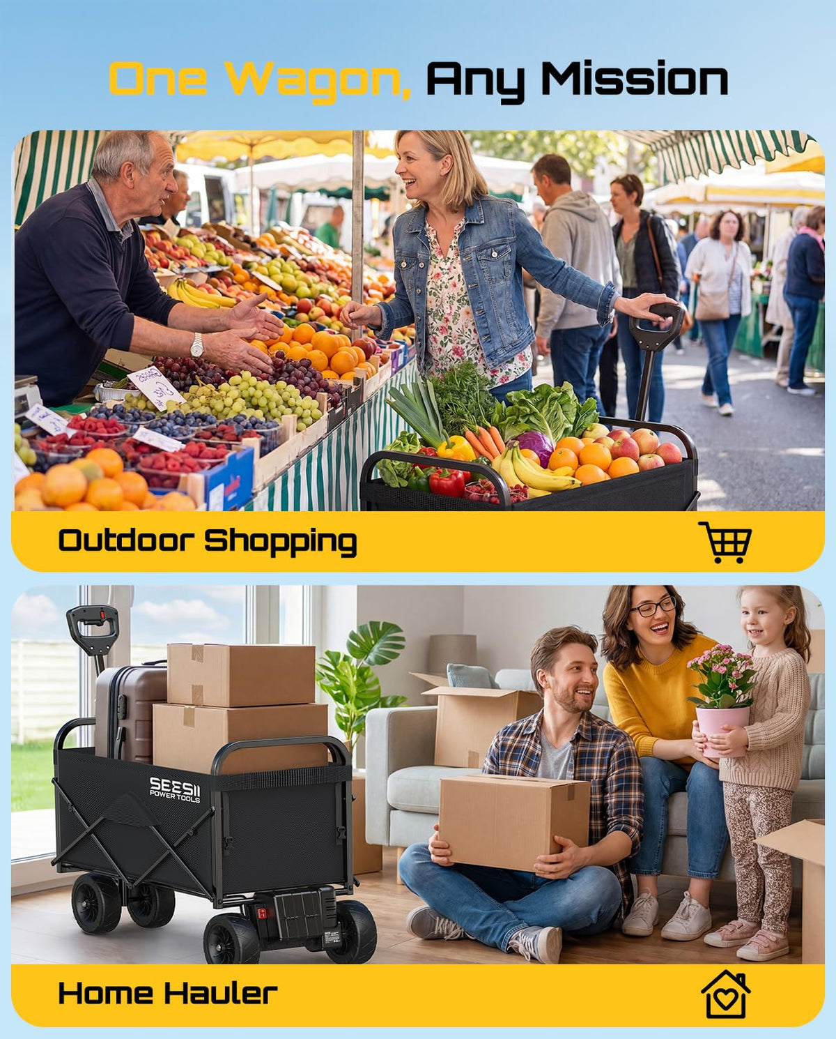 Electric Wagon Cart with 2 x 4.0Ah Batteries X5376