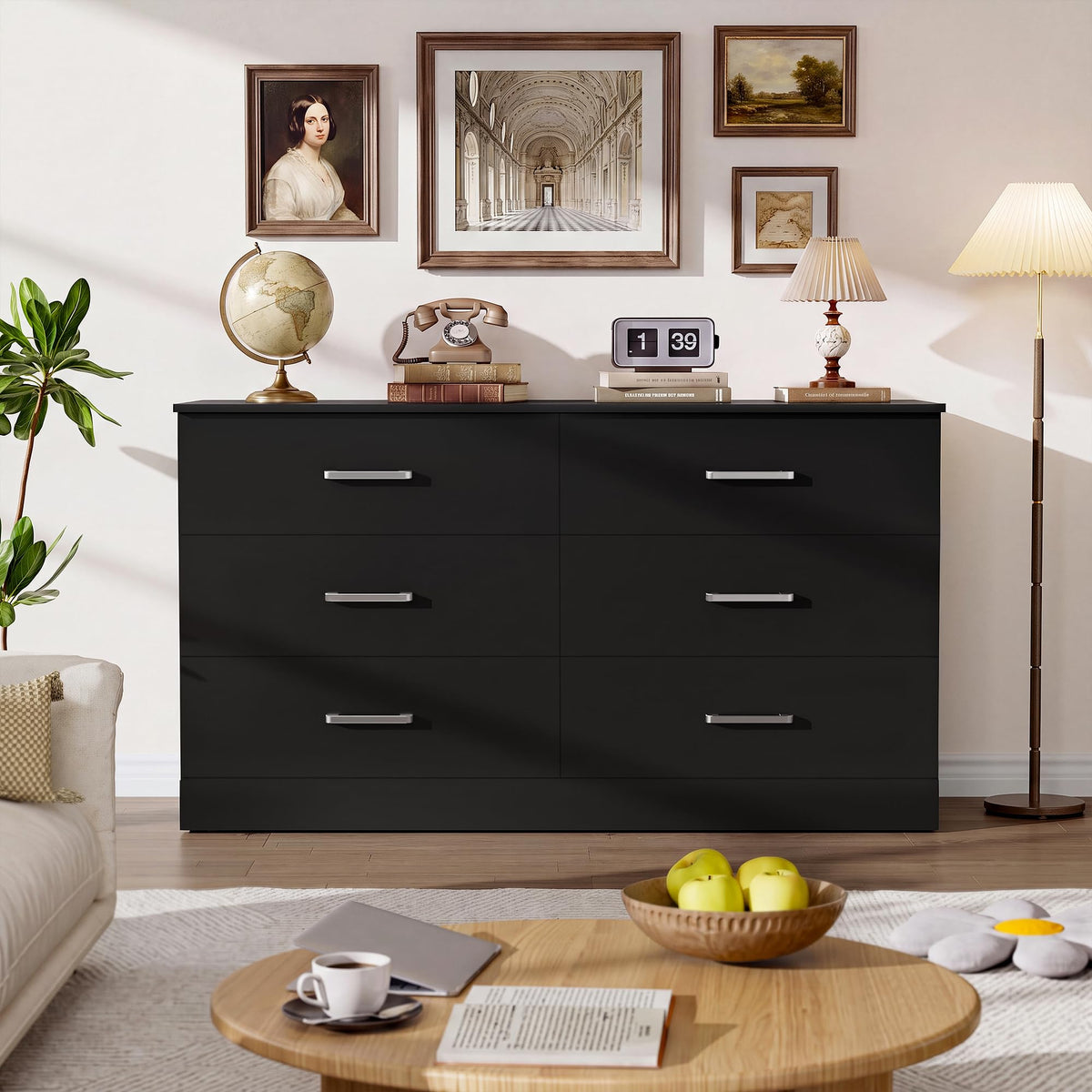 6 Drawer Dark Black Dresser E73483