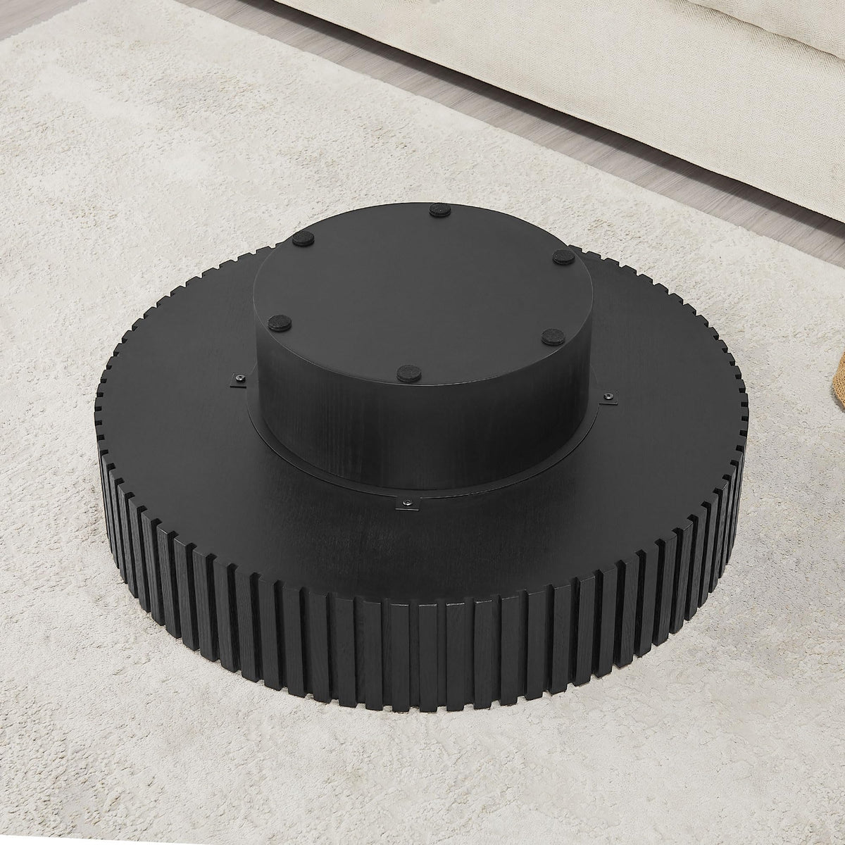 Black Round Coffee Table with Base V18256