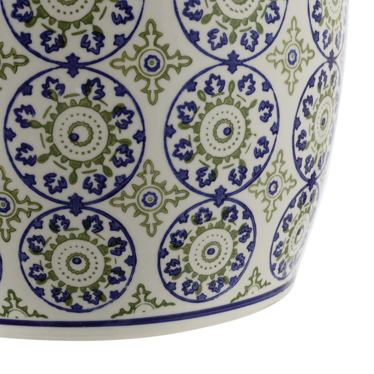 Blue Green Ceramic Drum Garden Stool T5010
