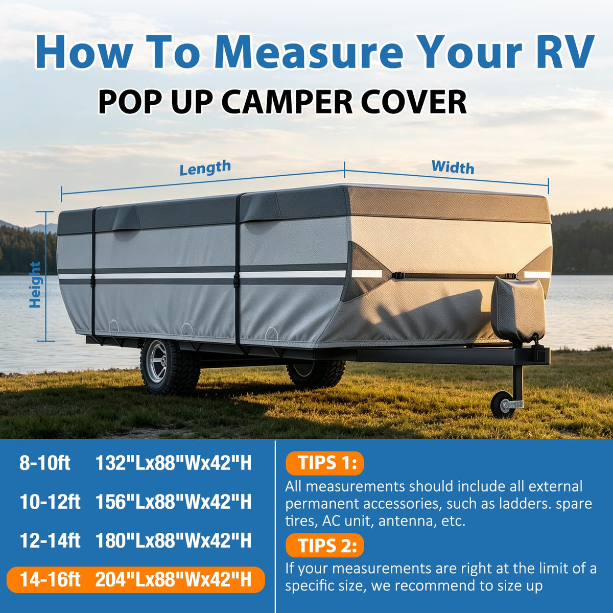 14-16ft Pop Up Folding Camper Cover R5542