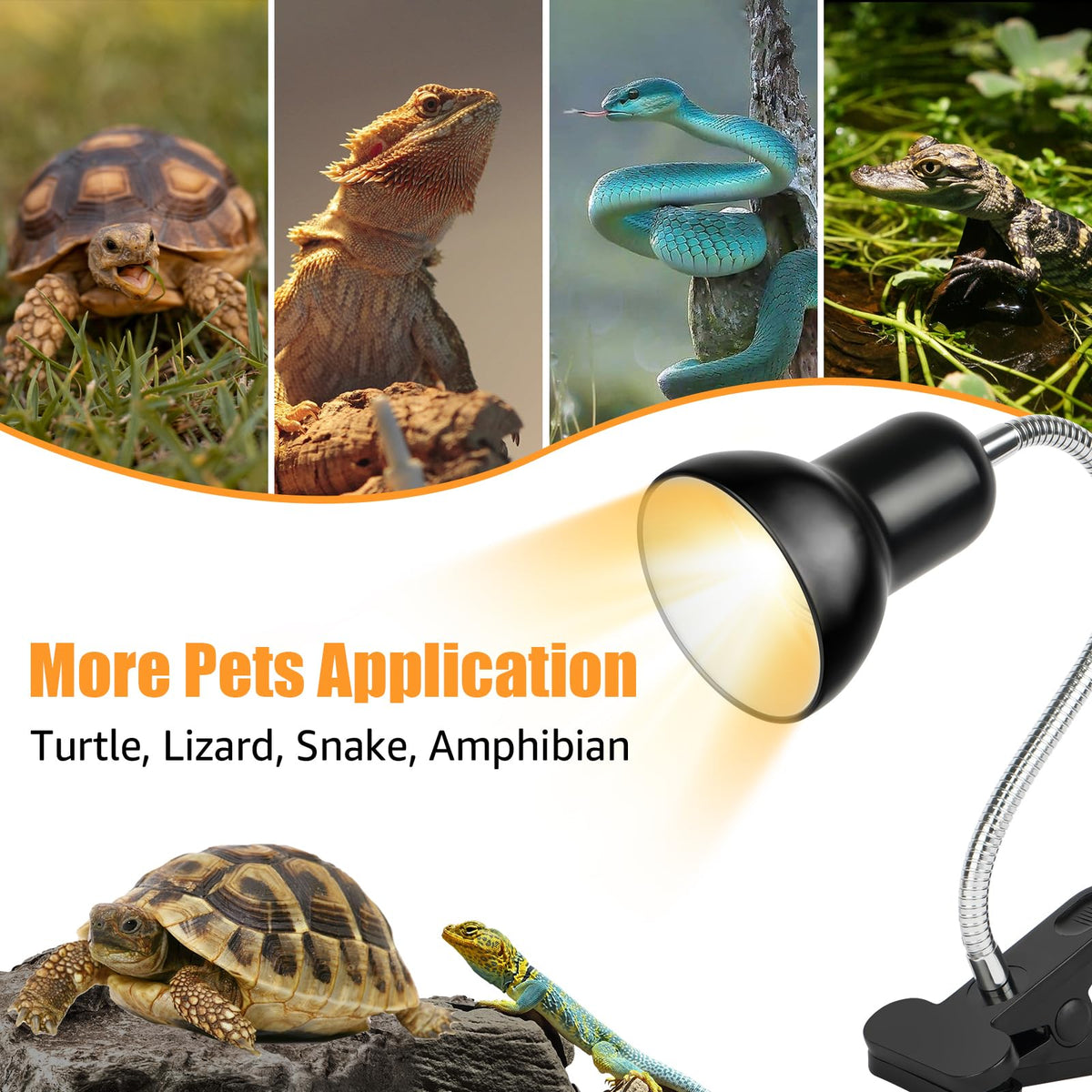 Reptile Heat Lamp UVA/UVB Light with 25W and 50W Bulbs Y96480