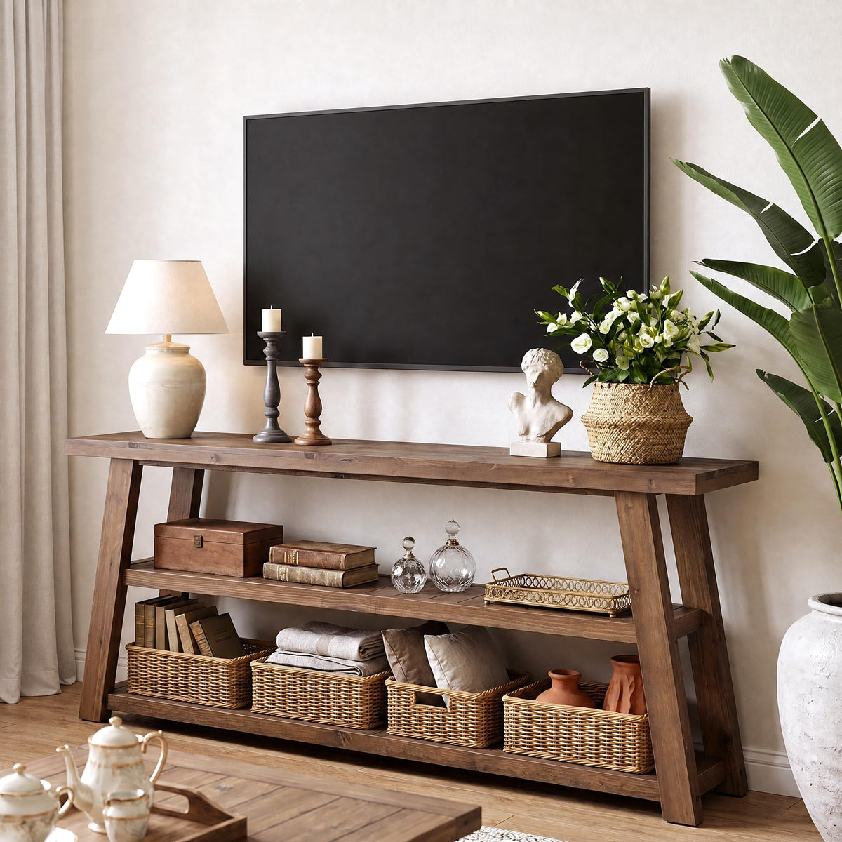 63" Solid Wood TV Stand R57687