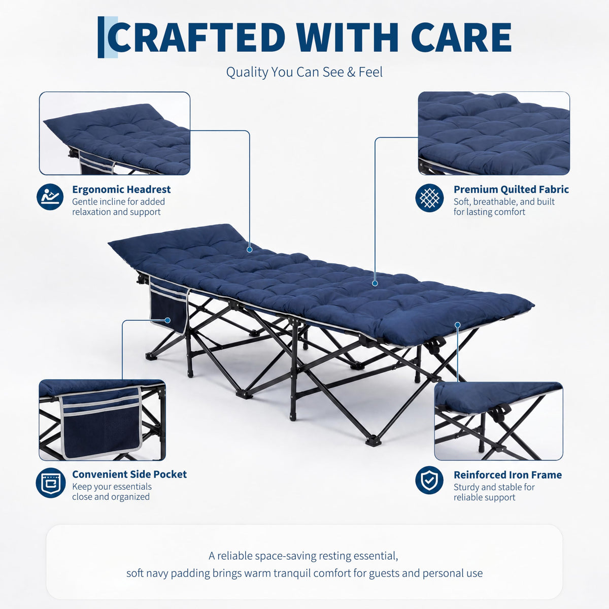Blue 600 Lb Capacity Folding Camping Cot C319