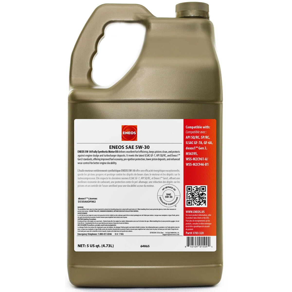 5W-30 Fully Synthetic Motor Oil 5 Qt L59765