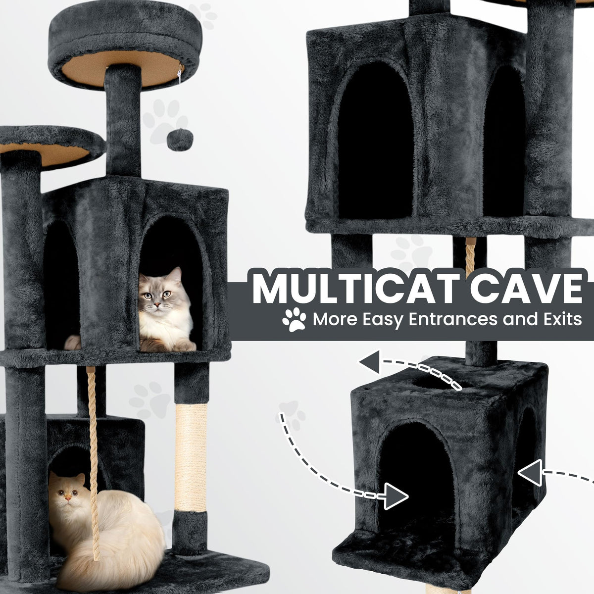58.5inch Plush Multi-Level Cat Tree Tower with Cat Cave and Scratching Post F359