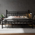 King Size Black Metal Platform Bed Frame with Headboard and Footboard V6120