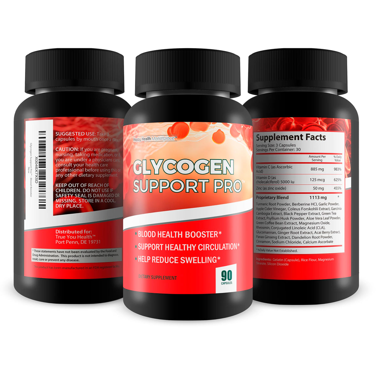 Blood Health Supplements with Magnesium Turmeric Vitamin D Vitamin C Zinc Z3864