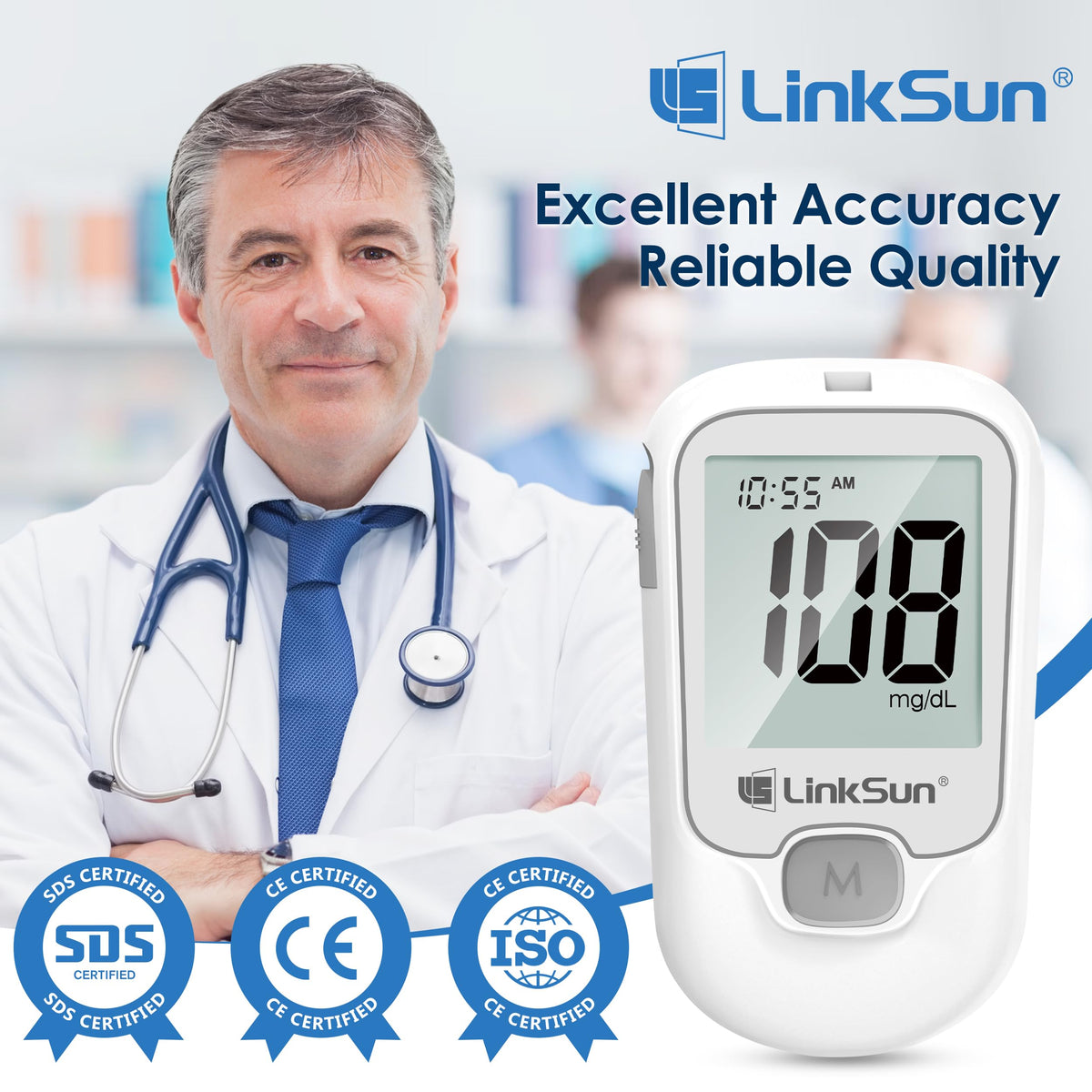 Glucose Monitor Kit, 100 Strips & Lancets E65079