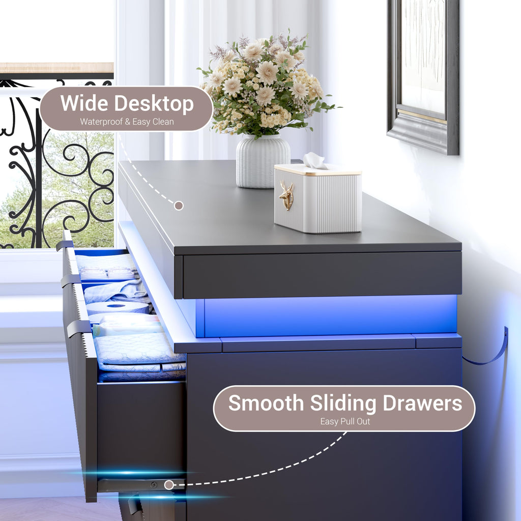 Black 9 Drawer Wood Dresser P91841