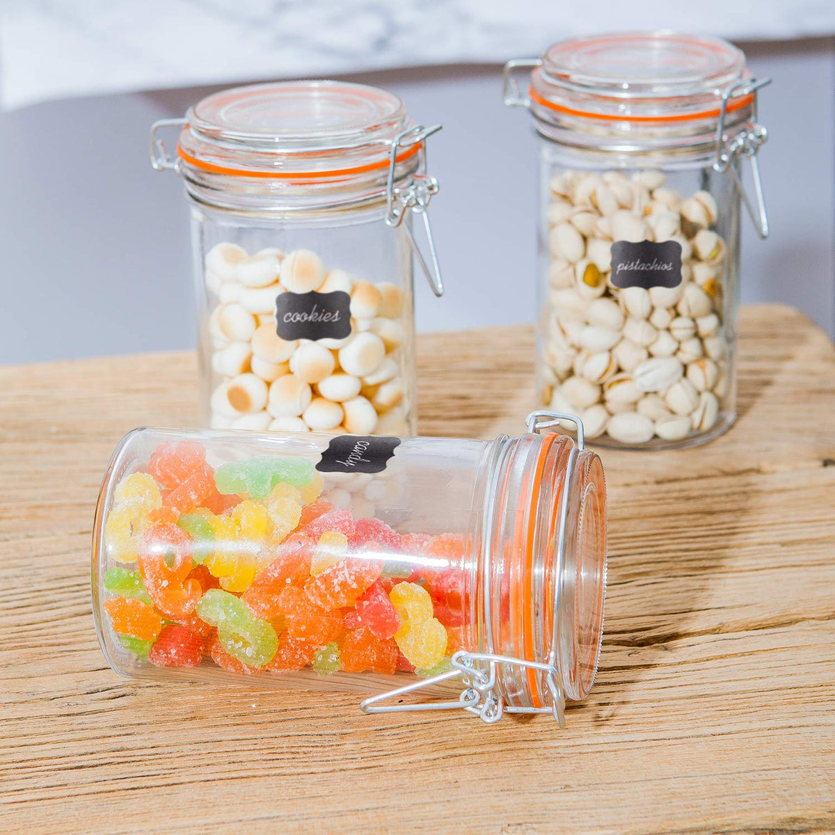 16 oz Glass Airtight Storage Jars, 12 Pack A39592