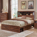 Queen Size Wood Bed Frame with Storage Headboard and 4 Drawers W911404
