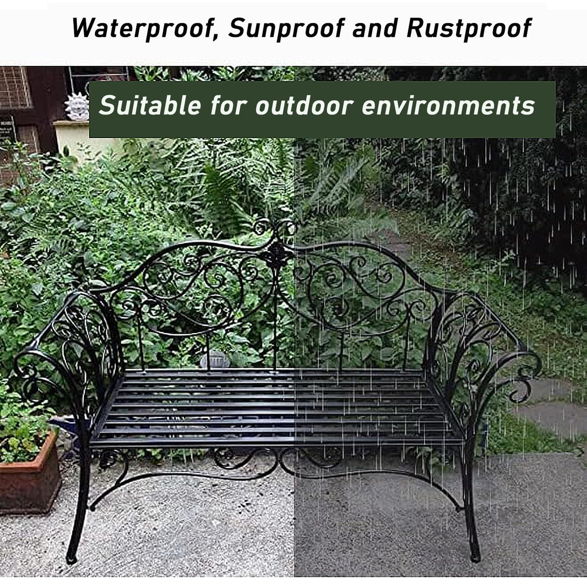 Cast Iron Outdoor Bench 400 lbs Capacity J36244