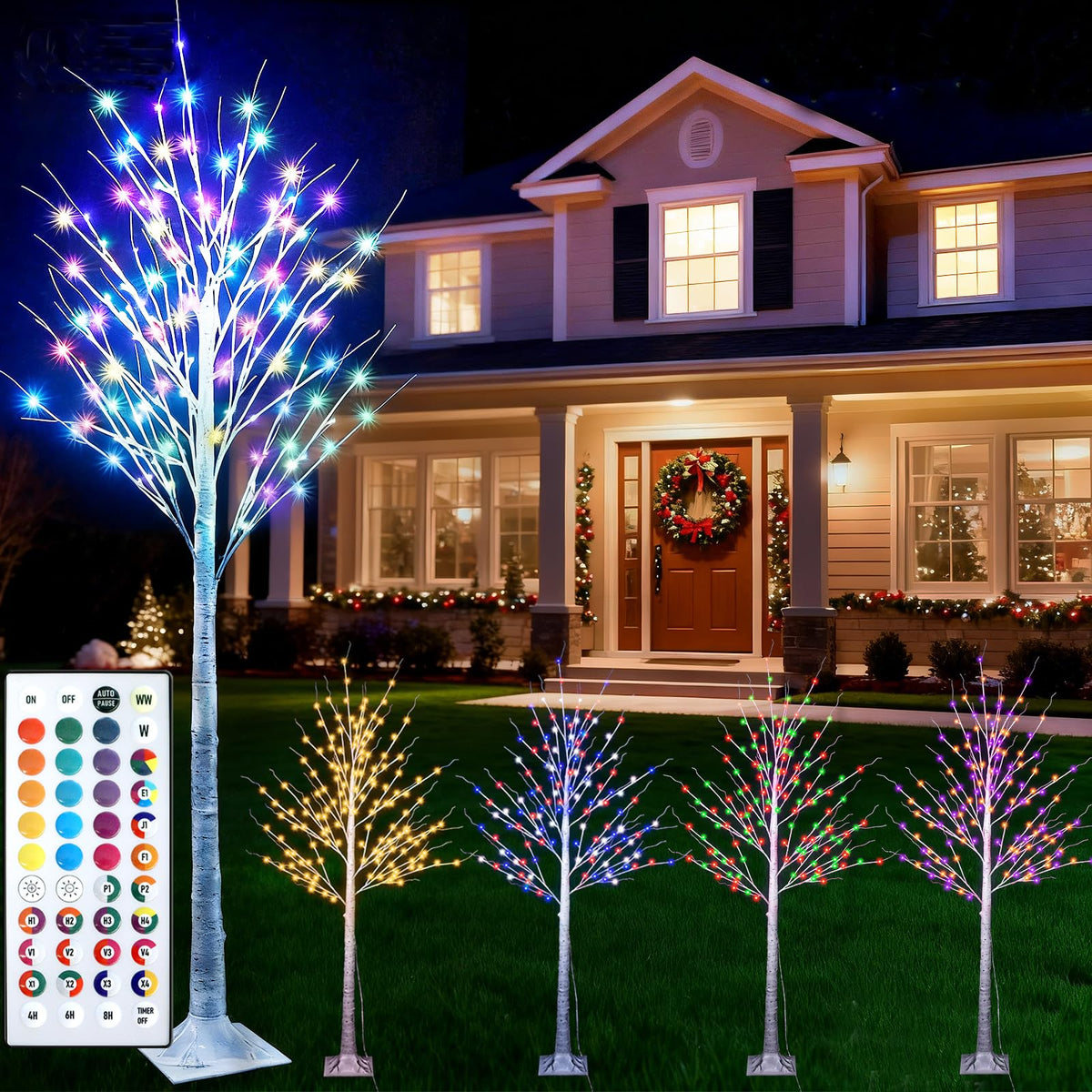 7Ft Birch Tree with LED Lights K5686