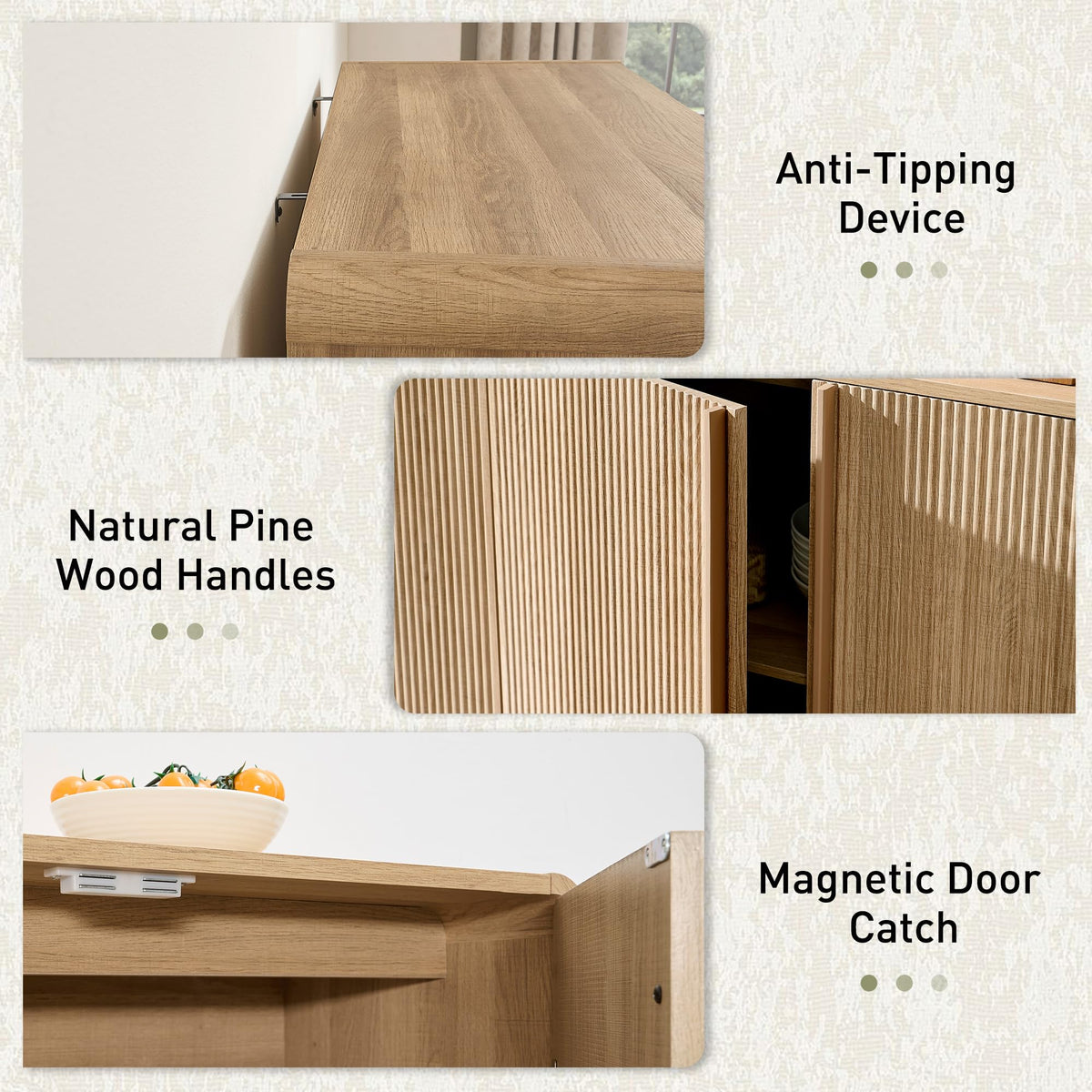 63" Modern Fluted TV Stand with Storage W632